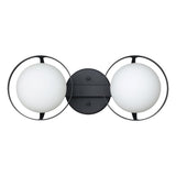 Parker 16-inch 2-light Matte Black Vanity Light with Etched Opal Glass Shades