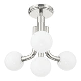Stockholm 16-inch 4-light Polished Nickel Convertible Pendant with Opal Glass Shades