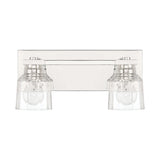 Dryden 15-inch 2-light Polished Nickel Vanity Light with Clear Ribbed Glass Shades