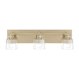 Dryden 24-inch 3-light Champagne Gold Vanity Light with Clear Ribbed Glass Shades