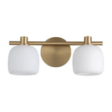 Valentina 15-inch 2-light Champagne Gold Vanity Light with Etched Opal Glass Shades