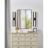 Colton 30-inch 2-light Textured Black 5CCT LED Vanity Light with Etched Opal Glass Shades