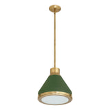 Doyle 13-inch 1-light Natural Brass Pendant Light with Matte Green Metal Shade