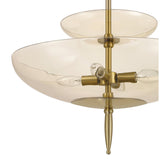 Fiorello 21-inch 4-light Brushed Gold Convertible Pendant with Smoked Amber Glass Shades