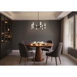 Ristretto 30-inch 12-light Matte Black LED Chandelier with Clear Ribbed and White Acrylic Shades