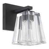 Valentin 4-inch 1-light Matte Black Vanity Light with Clear Pressed Glass Shade