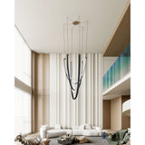 Ayers 43-inch 3-light Champagne Gold with Black and Brown Faux Leather 5CCT LED Chandelier