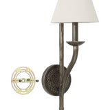 Bethany 19-inch 1-light Forged Bronze Wall Sconce with Natural Linen Shade