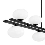 Julep 64-inch 8-light Matte Black Linear Chandelier with Opal Glass Shades