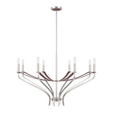 Sussex 36-inch 8-light Polished Nickel and Dark Brown Faux Leather Chandelier