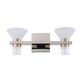 Blake 16-inch 4-light Polished Nickel and Champagne Gold 5CCT LED Vanity Light with Clear and Clear Ribbed Glass