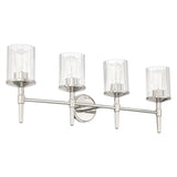 Andrea 32-inch 4-light Polished Nickel Vanity Light with Clear Ribbed Glass Shades
