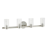 Bedminster 30-inch 4-light Brushed Nickel Vanity Light with Clear Ribbed Glass Shades