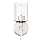Andrea 5-inch 1-light Polished Nickel Vanity Light with Clear Ribbed Glass Shade