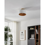 Leilani 11-inch 1-light Brushed Gold Semi-Flush Mount with Matte White and Gold Metal Shade