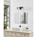 Valentin 15-inch 2-light Matte Black Vanity Light with Clear Pressed Glass Shades