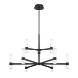 Ristretto 42-inch 18-light Matte Black LED Chandelier with Clear Ribbed and White Acrylic Shades