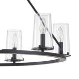 Jared 30-inch 6-light Matte Black Chandelier with Clear Glass Shades