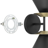 Tremolo 12-inch 2-light Textured Black and Champagne Gold Wall Sconce