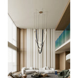 Ayers 43-inch 3-light Champagne Gold with Black and Brown Faux Leather 5CCT LED Chandelier