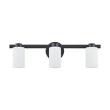 Bedminster 24-inch 3-light Matte Black Vanity Light with Etched Opal Ribbed Glass Shades