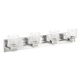 Dryden 32-inch 4-light Polished Nickel Vanity Light with Clear Ribbed Glass Shades