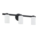 Bedminster 24-inch 3-light Matte Black Vanity Light with Etched Opal Ribbed Glass Shades