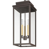 Hillside 9-inch 3-light Dark Bronze Exterior Pendant Light with Clear Glass