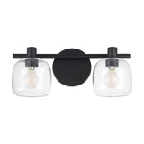 Valentina 15-inch 2-light Matte Black Vanity Light with Clear Glass Shades