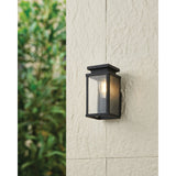 Overton 9-inch 1-light Matte Black Exterior Wall Sconce with Clear Antique Glass