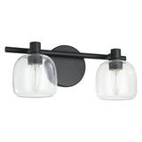 Valentina 15-inch 2-light Matte Black Vanity Light with Clear Glass Shades