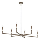 Montclair 46-inch 6-light Forged Bronze and Natural Alabaster Linear Chandelier