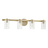 Bedminster 30-inch 4-light Champagne Gold Vanity Light with Clear Ribbed Glass Shades