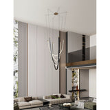 Ayers 59-inch 3-light Champagne Gold with Black and Brown Faux Leather 5CCT LED Chandelier