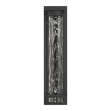 Lionel 20-inch Textured Black LED Exterior Wall Sconce with Clear Water Glass Shade