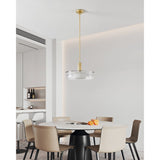Como 18-inch 1-light Champagne Gold Convertible Pendant with Clear Ribbed and Opal Glass Shade