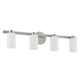 Bedminster 30-inch 4-light Brushed Nickel Vanity Light with Etched Opal Ribbed Glass Shades
