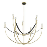 Sussex 40-inch 9-light Champagne Gold and Black Faux Leather Chandelier
