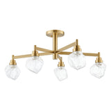 Lillyanna 26-inch 5-light Brushed Gold Semi-Flush Mount with Clear Ice Glass Shades