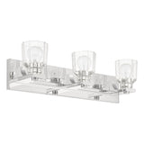 Dryden 24-inch 3-light Polished Nickel Vanity Light with Clear Ribbed Glass Shades