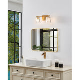 Valentin 15-inch 2-light Champagne Gold Vanity Light with Clear Pressed Glass Shades
