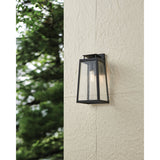 Salford 17-inch 1-light Matte Black Exterior Wall Sconce with Clear Antique Glass