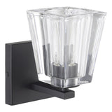 Valentin 4-inch 1-light Matte Black Vanity Light with Clear Pressed Glass Shade
