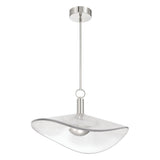 Novella 24-inch Polished Nickel LED Convertible Pendant with Clear Ribbed Glass Shade