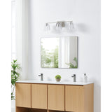 Valentin 24-inch 3-light Brushed Nickel Vanity Light with Clear Pressed Glass Shades