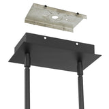 Ristretto 50-inch 12-light Matte Black LED Linear Chandelier with Clear Ribbed and White Acrylic Shades