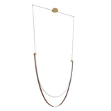 Ayers 59-inch 1-light Champagne Gold with Black and Brown Faux Leather 5CCT LED Linear Chandelier