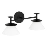 Tremolo 20-inch 2-light Matte Black and Champagne Gold Vanity Light with Etched Opal Glass