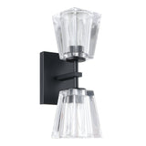 Valentin 13-inch 2-light Matte Black Vanity Light with Clear Pressed Glass Shades