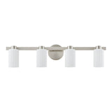Bedminster 30-inch 4-light Brushed Nickel Vanity Light with Etched Opal Ribbed Glass Shades